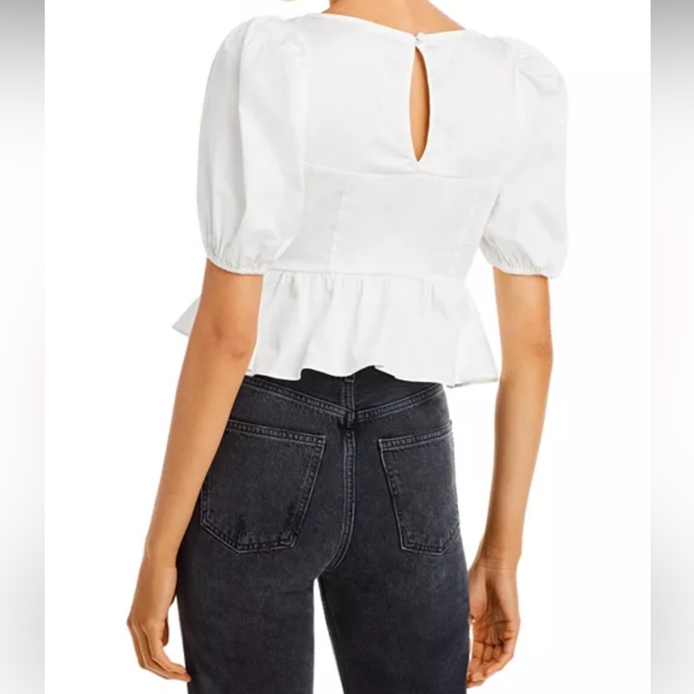 For Love and Lemons Jocelyn Puff Sleeve Peplum Top - Picture 2 of 4